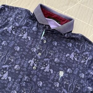Greyson Golf Polo Men's M Purple Creatures Animals Performance